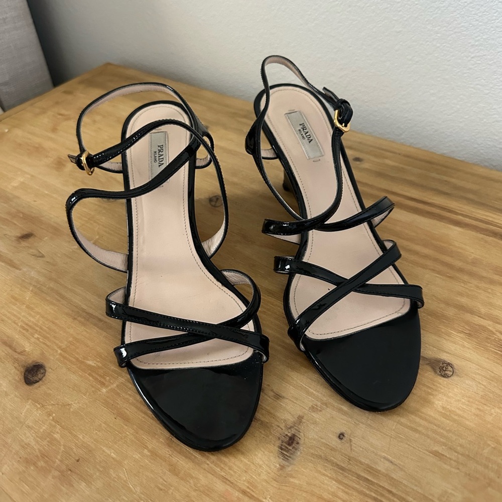 Prada Black Strappy Heels
